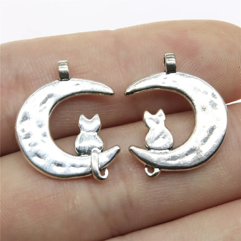 20szt Charms Cat Tibetan Bronze Silver Color Pendants Antique Jewelry Making DIY Handmade Craft — zdjęcie 4