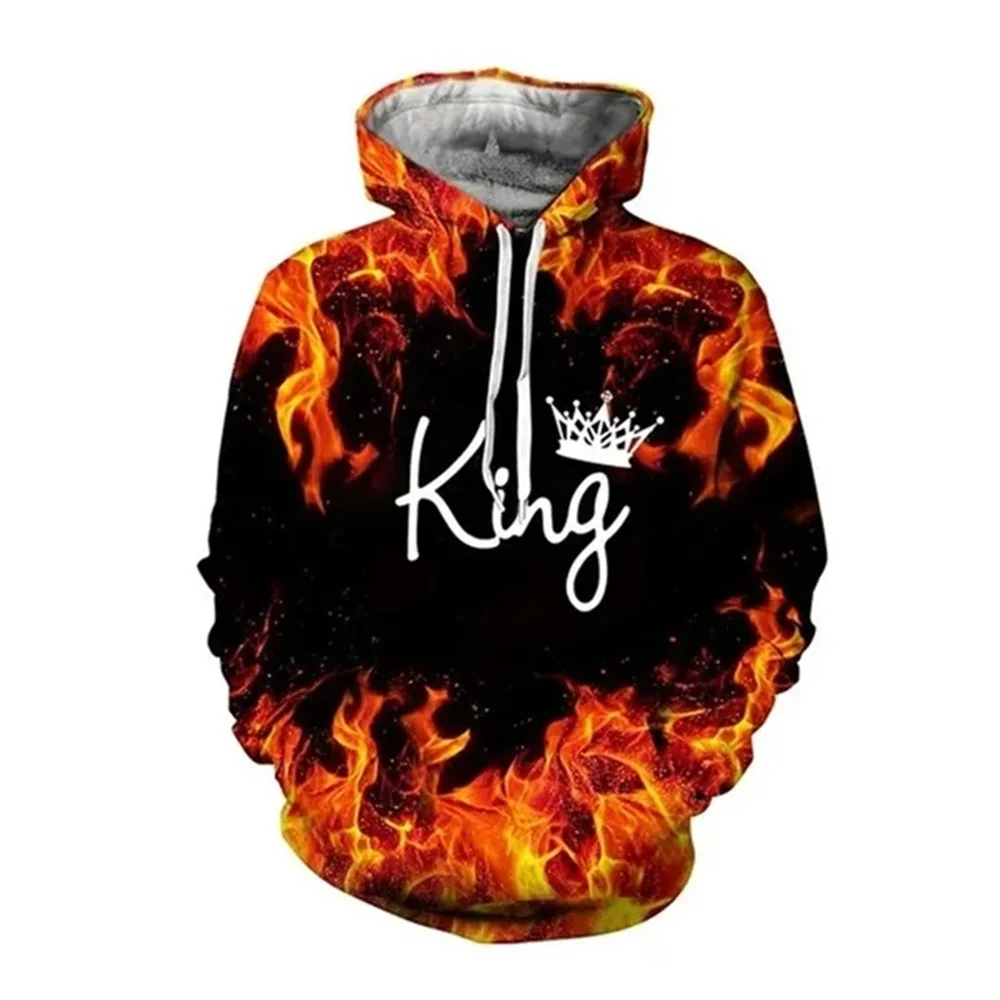 3d Print Trendy Matching Couple King And Queen Hoodie For Autumn Long Sleeve Pullover Sweatshirt Causal Oversized Hoodie For Men