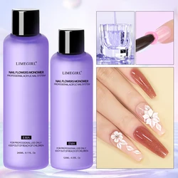 LIMEGIRL Nail Acrylic Liquid Monomer Crystal 40ml/75ml/120ml/240ml for Nail Art Acrylic Powder Extension Professional Manicure