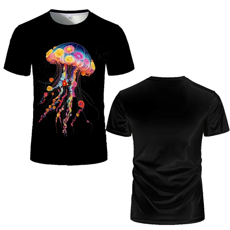 Cartoon Whale Pattern T-shirt Ccean Style Fashion Casual Harajuku T Shirt Men And Women Daily Simple And Comfortable Cotton Tops