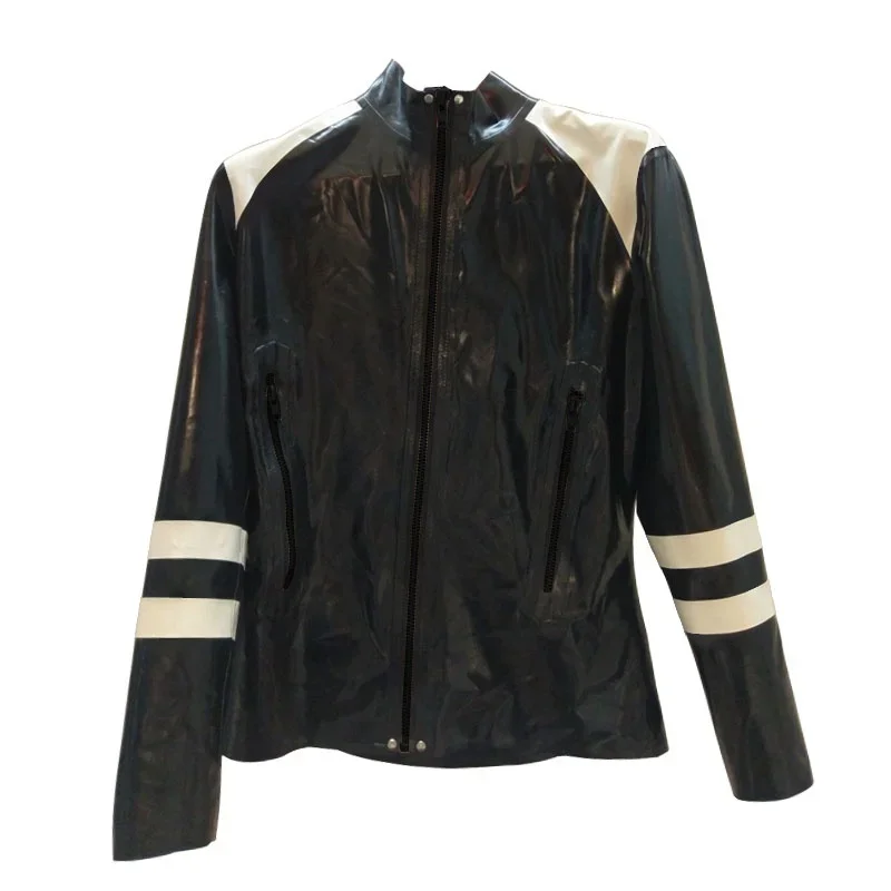 

Резиновая куртка для мужчин, фетиш, латексный комбинезон, топ на молнии с длинными рукавами, спортивная клубная одежда, вечеринка на Хэллоуин