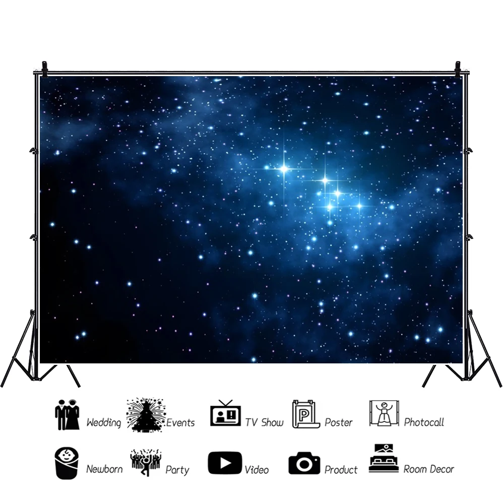 Universe Space Photography Background Cosmic Galaxy Planets Night Starry Sky Moon Milky Way Star Birthday Backdrop Photo Studio