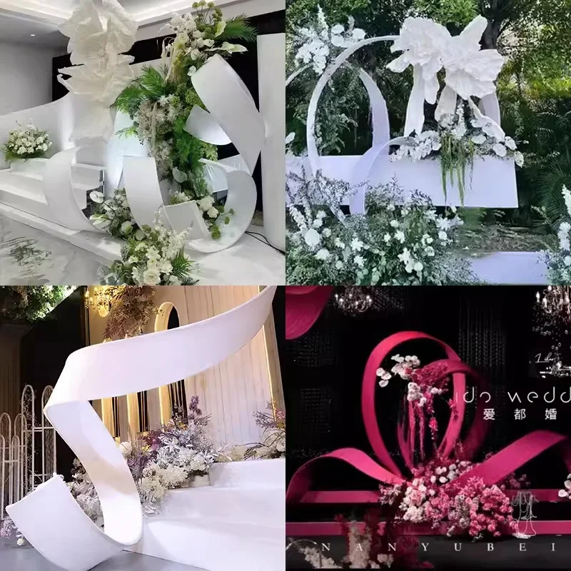 Wedding Stage Backdrops Wall Decoration Sunshine Board Free Curve Wave Arch Spiral Versatile Elastic Fabric Prop Ceiling 6 Meter