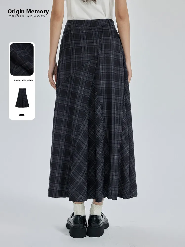 

Юбка-трапеция с высокой талией в клетку, модная, стройнящая, осенняя новинка JYDQD Memory's Starting Point