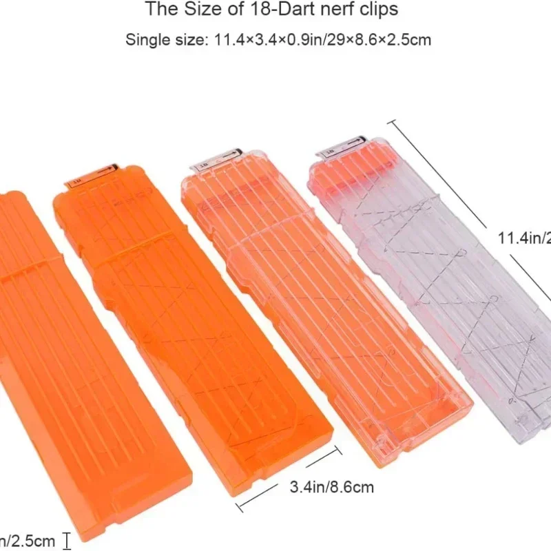 Clips de recharge rapide pour odorNerf Toy, fléchettes à balles molles, 18 fléchettes, orange, 1 pièce, 4 pièces