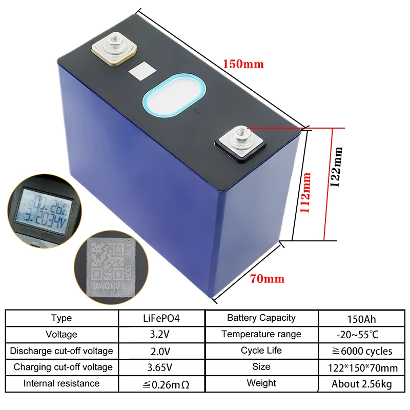 12V150Ah lithium iron phosphate rechargeable energy storage battery suitable for outdoor emergencypower supply of RVsolar system