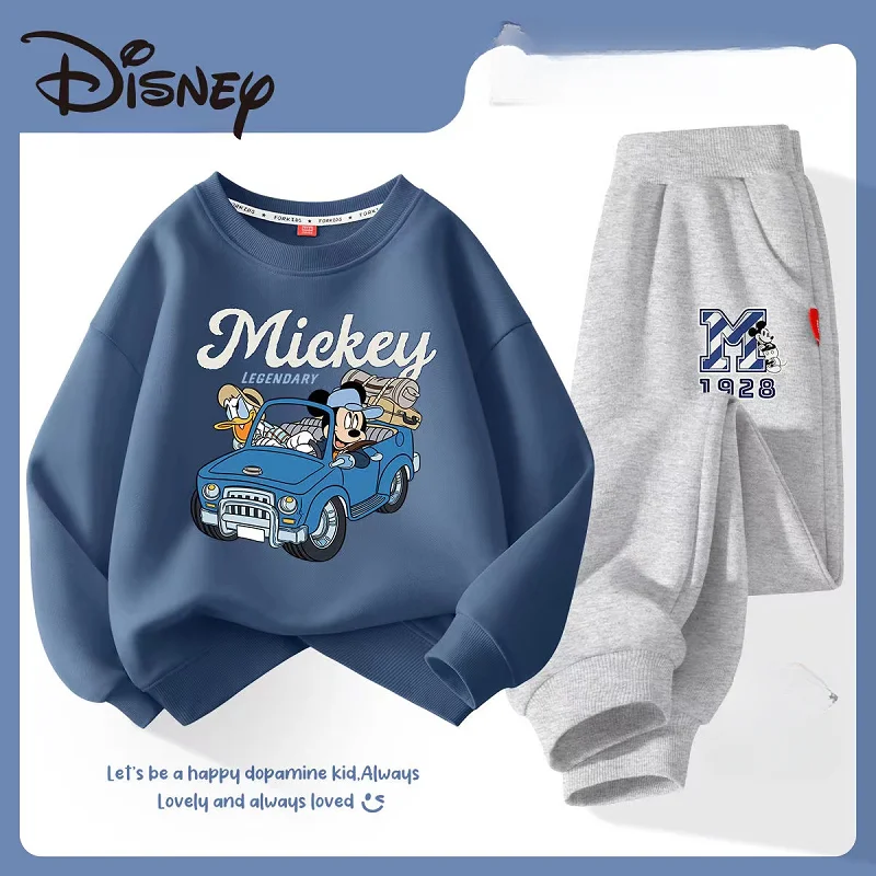 Autunno neonata ragazzo vestiti Set bambini Disney Mickey stampa felpa Top e pantaloni fondo 2 pezzi tuta in cotone