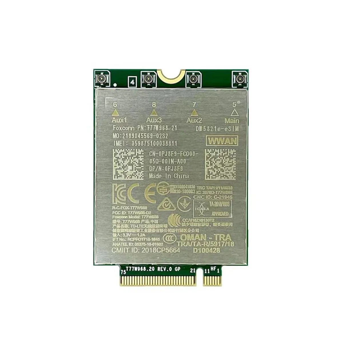 

T77W968 for Dell DW5821E LTE Cat16 GNSS 5G WWAN Card Module for Lattore 5420 5424 7424 Rugged Latitude 7400/7400 2-In