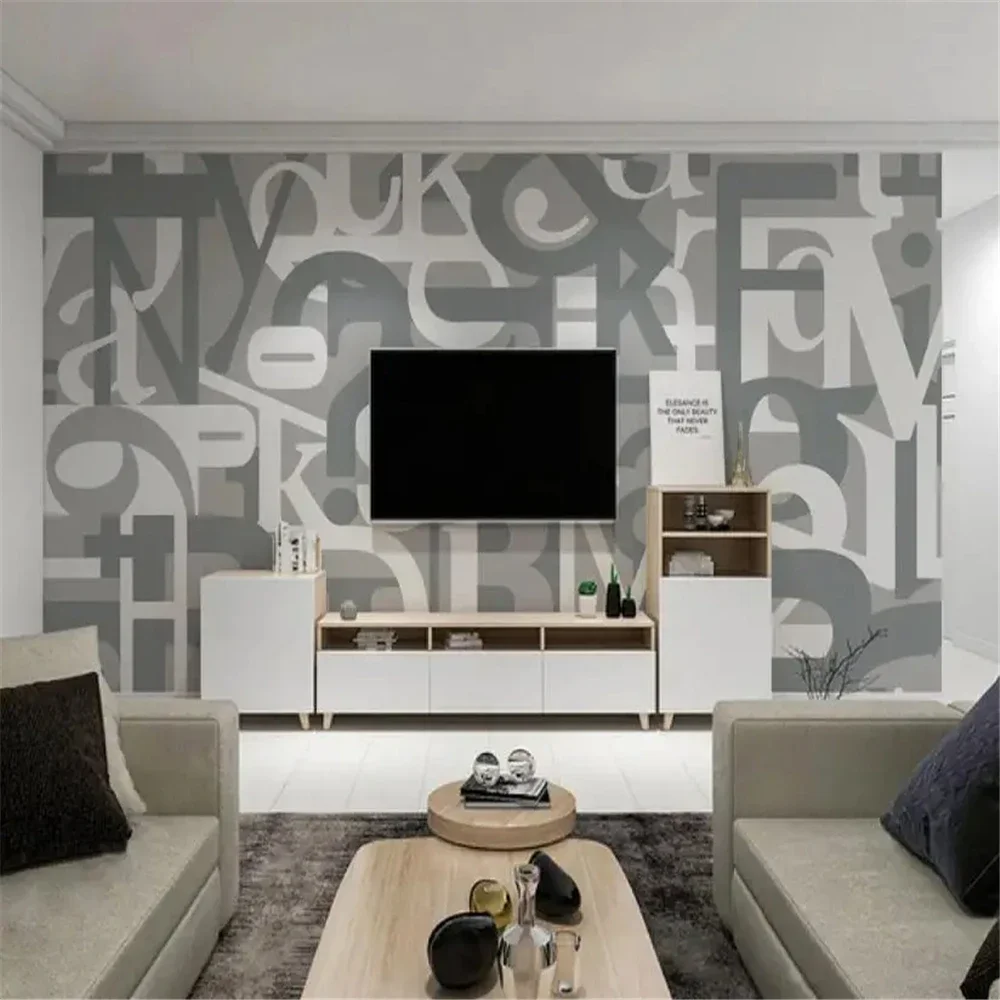 custom Simple English letters painting wallpaper for living room bedroom mural background home decoration wallpaper 3D Stickers