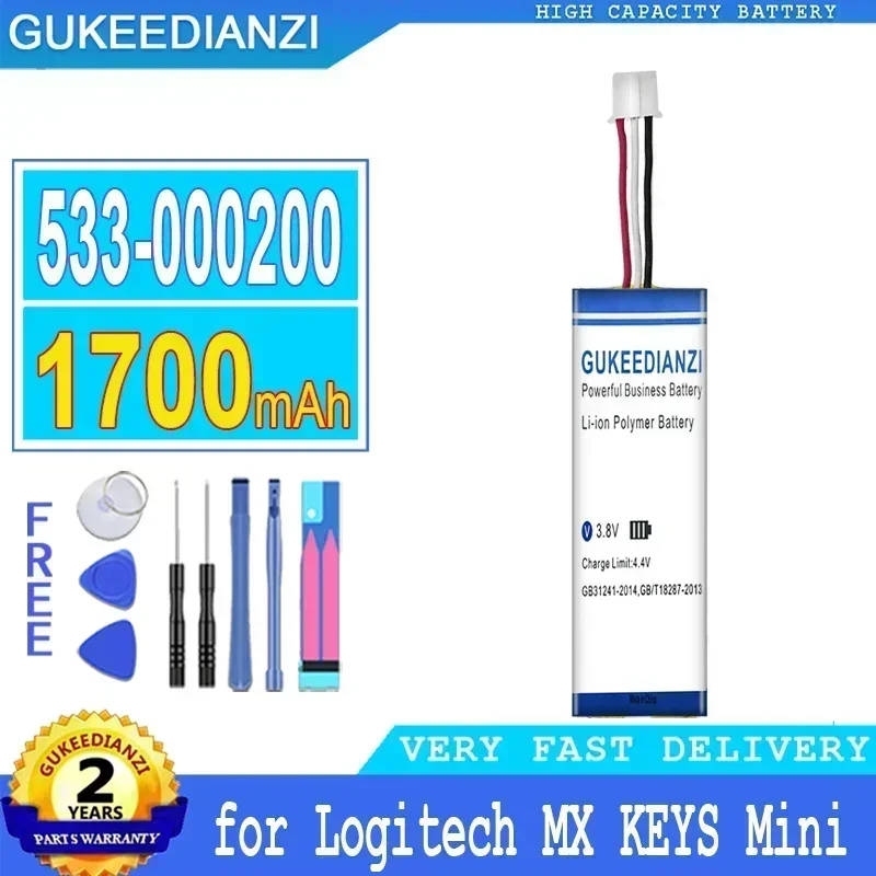

Battery For Logitech MX KEYS Mini YR0084 920-010514 For Keyboard, 1700mAh, 533-000200, 533000200 + Tools