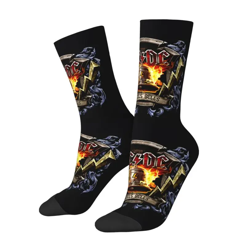 Retro Rock Hells Bells AC DC Men's Crew Socks Unisex Fun 3D Print Dress Socks