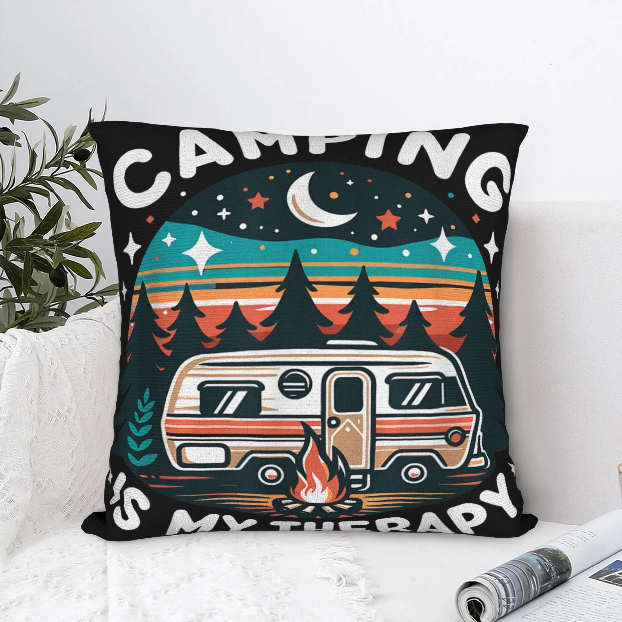 Camping is My Therapy Pillow Cover  Morden Pillow Case For Chair Sofa Home Decor Comfy Pillowcases Birthday Present