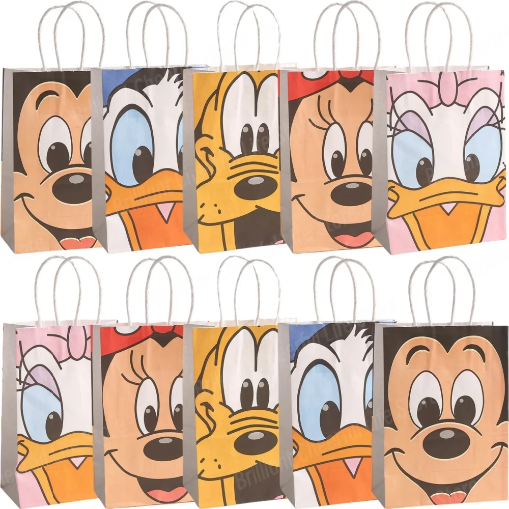 5/10Pcs Mickey Mouse Party Favor กระเป๋ากระดาษของขวัญ Candy Treat Goody กระเป๋าสําหรับชายหญิง Baby Shower Birthday Party ตกแต่ง