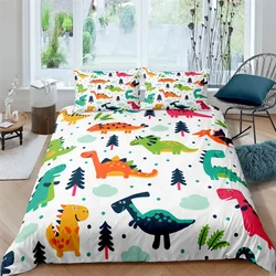 3D Small Dinosaur Cartoon Cute Simple Bedding Set Couple King Single Size for Kids Children Polyester Quilt Cover Pillow Case