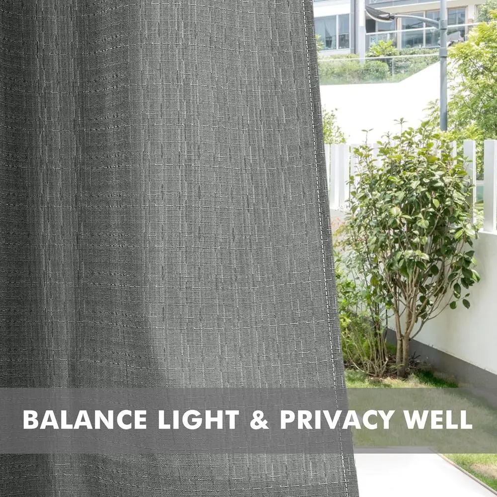 Waterproof Linen Patio Curtains, 54x84, Light Grey, Suitable for Outdoor Spaces