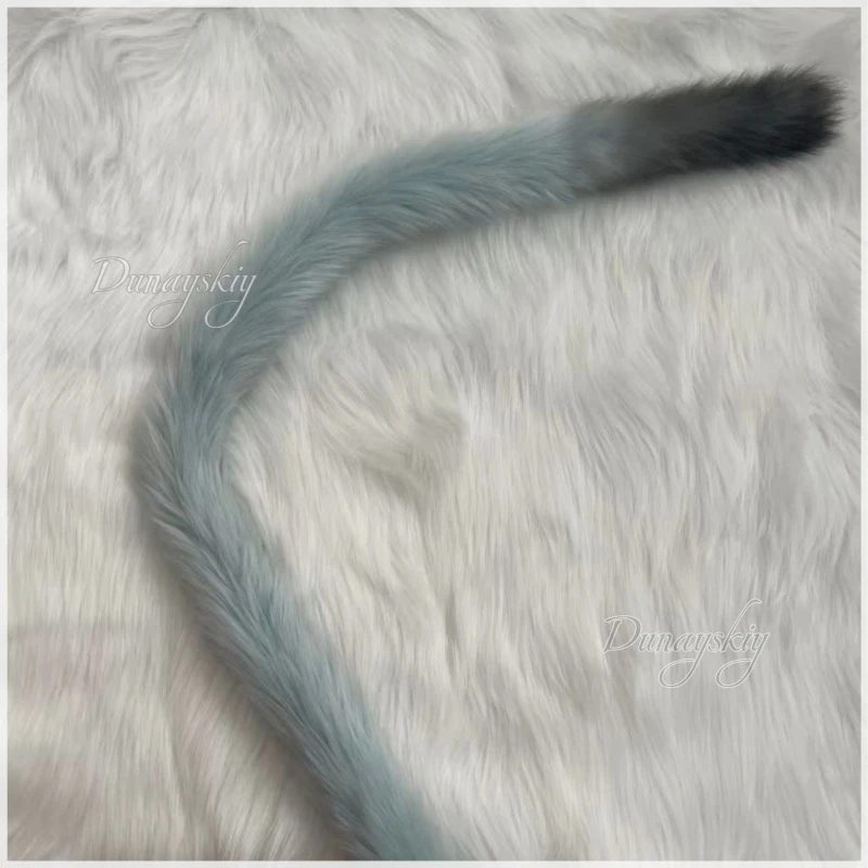 Yani Neko Yani Satō Gray Cat Ears & Tail Cosplay Wig Prop Furry Cat Ear Headband Dark Grey Tip Gradient Gray Cat Tail Halloween view 3