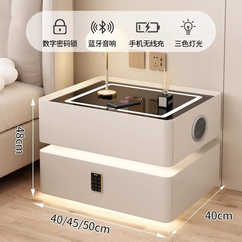 Internet celebrity suspension smart bedside table simple modern solid wood light luxury cream style advanced lock wirele