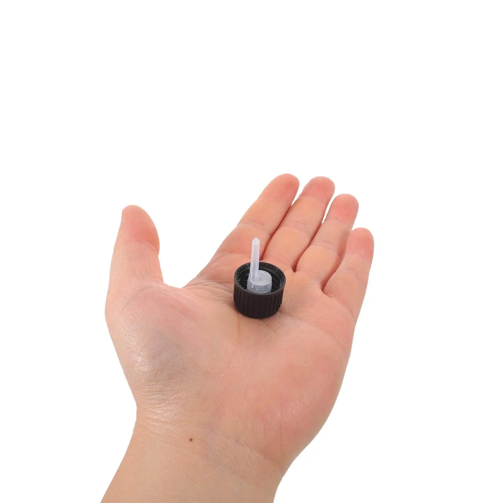 50個入り-エッセンシャルオイル用ボトルキャップ-18歯の黒色プラスチック製ドロッパー付き密閉キャップ-漏れ防止スクリューリッド-ガラスボトル用-アロマセラピー用