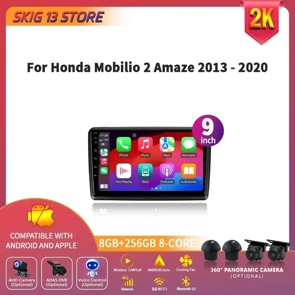 Per Honda Mobilio 2 Amaze 2013 - 2020 Autoradio Centrale Multimedia Navigazione Wireless Carplay 4G GPS Android Stereo ScreenPer H