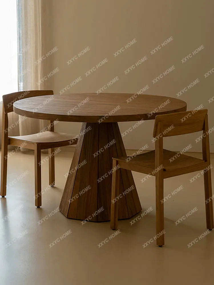 Wabi Sand Wind Indonesian Teak Solid Wood Home Restaurant Dining Table Modern Simple Retro Small Apartment Round Table