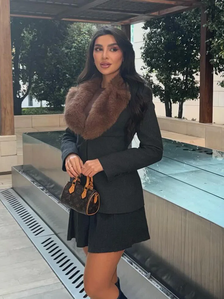 HH Woman Spring Fashion Street Style Blazers Solid Pockets Long Sleeves Single Breasted Female Turn-Down Collar Coats Trendy