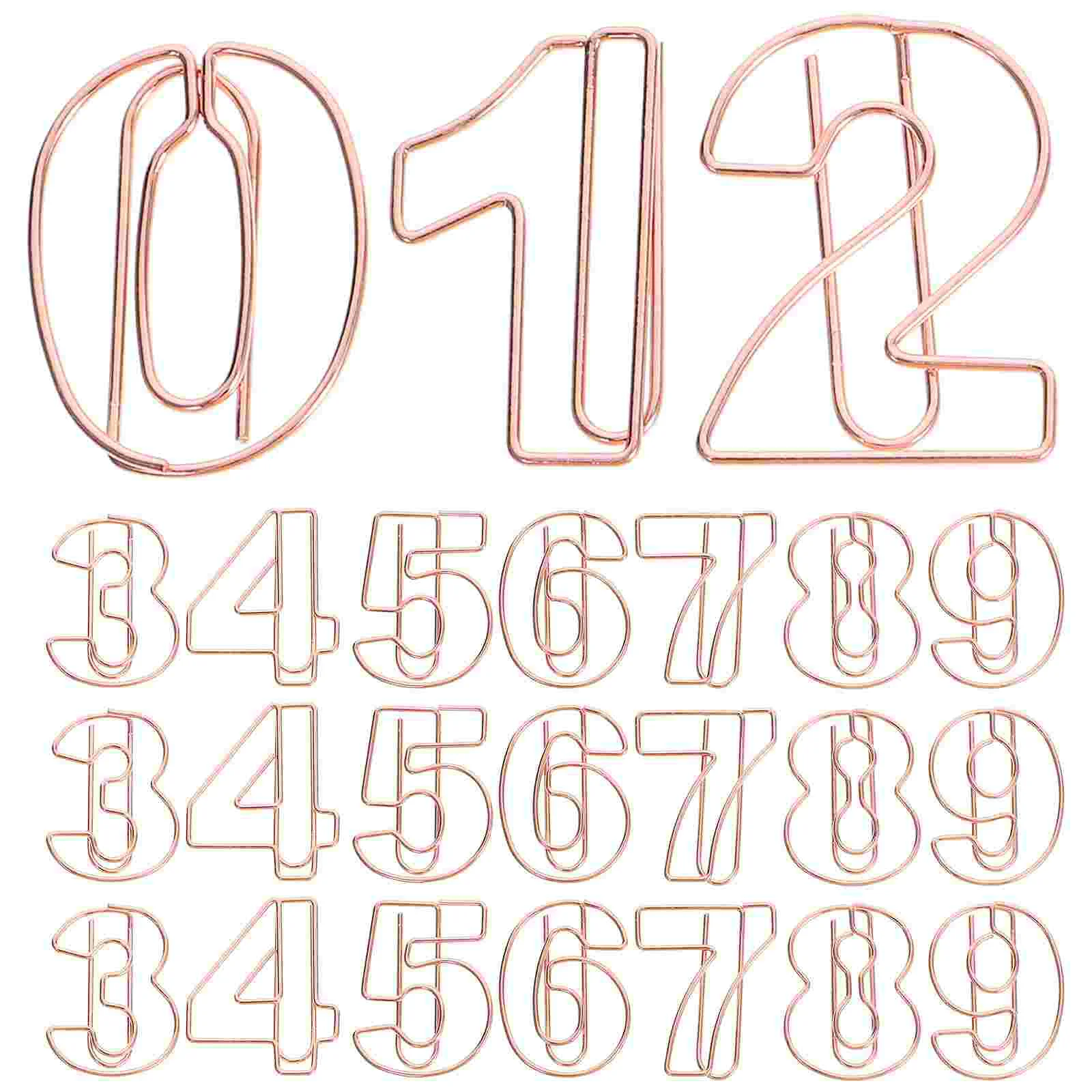 

30 Pcs Digital Paperclip Office File Clips Round Decorative Small Paperclips Metal Plating