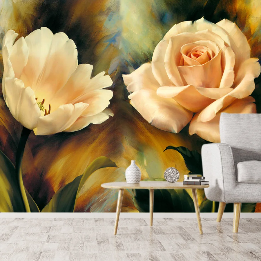 

Custom Peel and Stick Accept Rose Drawing Style Wallpapers for Living Room TV Background Wall Covering Papers Home Decor Murals