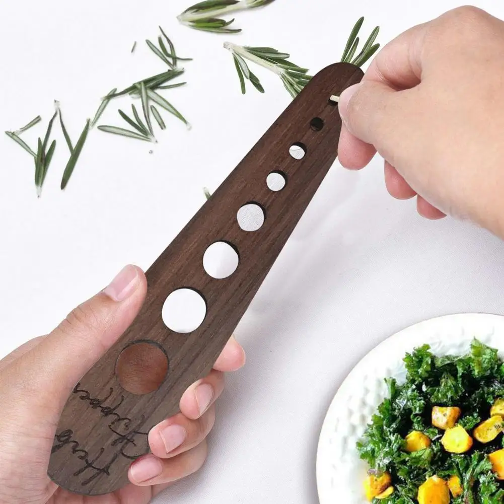 Parsley Leaf Remover 2pcs Wooden Herb Stripper Tool Set Leaf Remover for Rosemary Thyme Kale Kitchen Gadget for Stripping Leaves