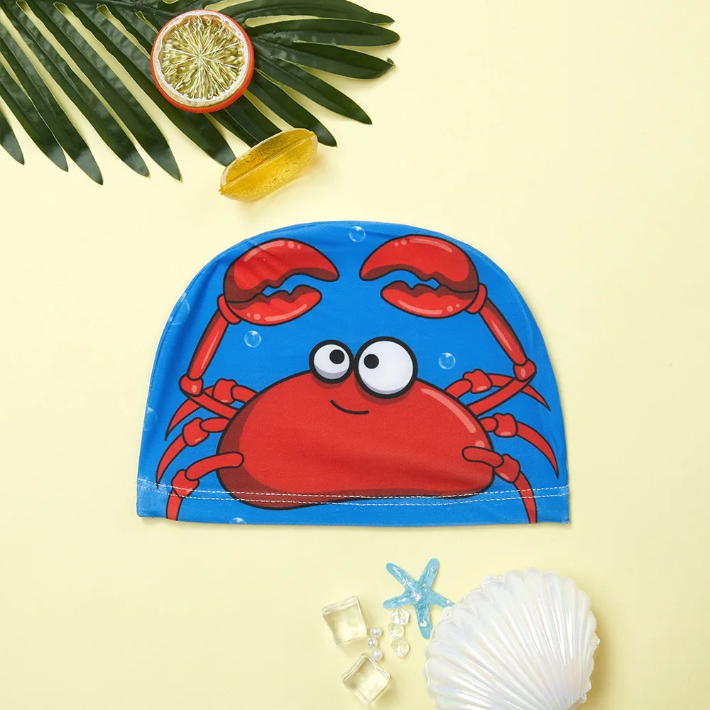 Swimming Cap for Children Elastic Cute Cartoon for Long Hair Lovely Kids Protect Ears Swim Pool Hat for Boys Girls Swim Gear