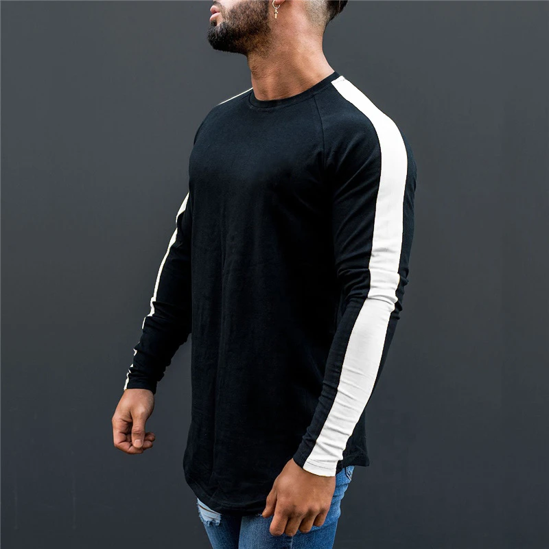 Gym Bodybuilding Running Sport T-Shirt Autumn Breathable Cotton Long Sleeve Hip Hop Clothing Mens Fitness Muscle Slim Fit Shirts