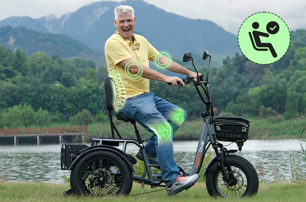 Folding Electric Tricycle 20MPH 18*4.0 Inch Fat Tire 3 Wheel Electric Cargo  Fat Tire Trike