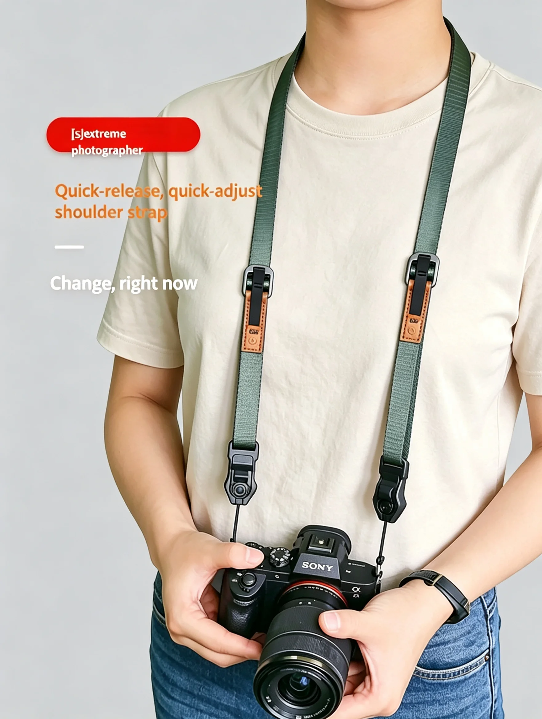 Camera Strap Compatible for Canon Fuji R6 Z9 R10 Sony Leica Olympus Crossbody Quick Release Buckle Strap