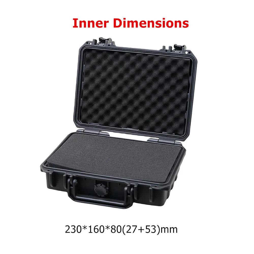 Portable Plastic Hard Case Internal 230x160x80mm With Foam Tool Case IP67 Waterproof Handheld Outdoor Protective Case Tool Box