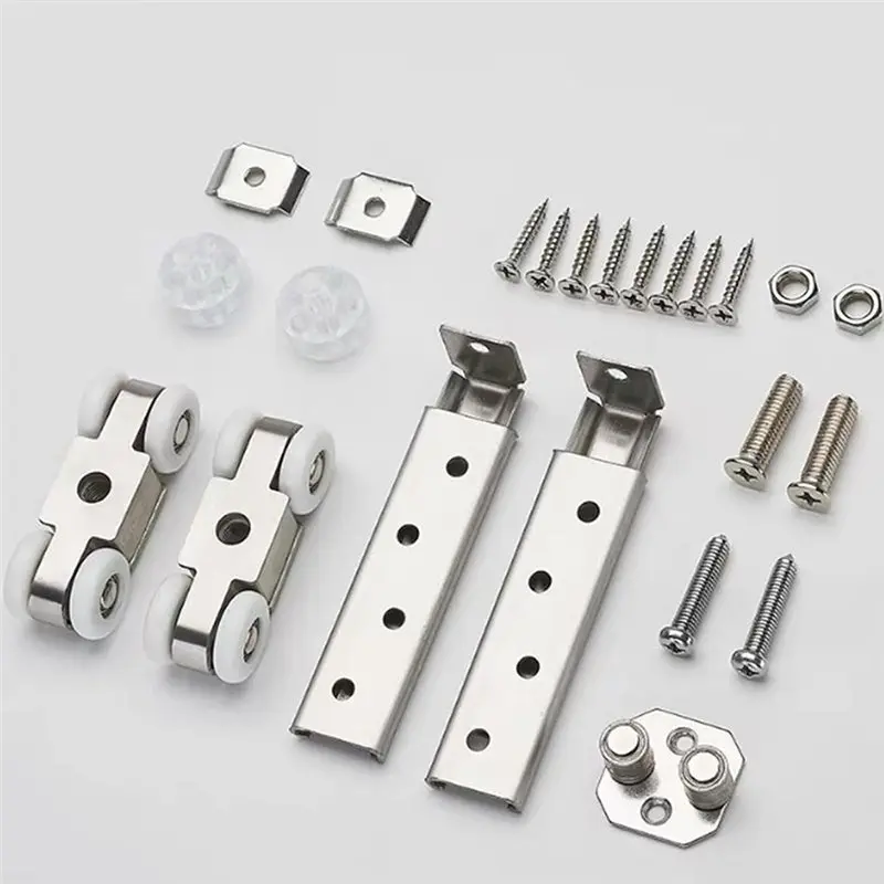 A11E-2Pcs 4-Wheel Stainless Steel Hanging Wheel For Sliding Doors In Kitchen Cabinets Wardrobe Sliding Door(Wheel 23Mm/0.9