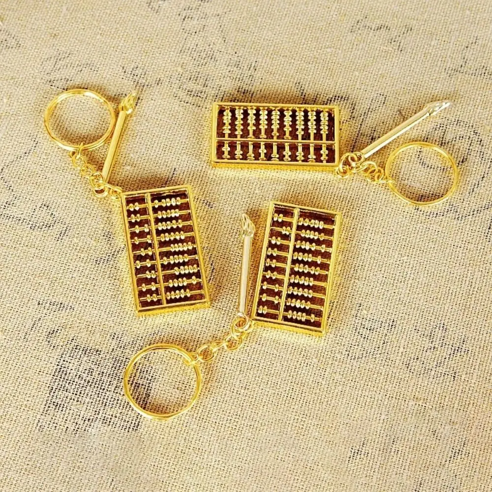 Creative Crafts Alloy Abacus Pendant Gold-plated Removable Abacus Keychain Fortune-attracting Calculator Ornament Desktop