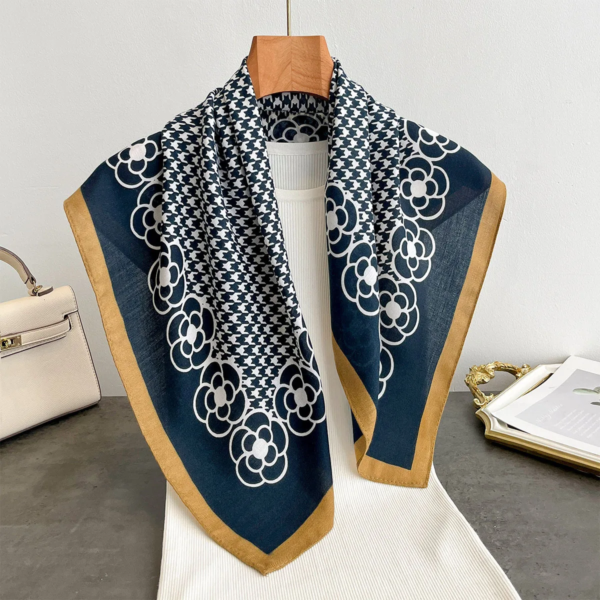 Spring and autumn new Paisley small square scarf for women 70 cotton and linen versatile small neck scarf shirt decoration scarf view 3