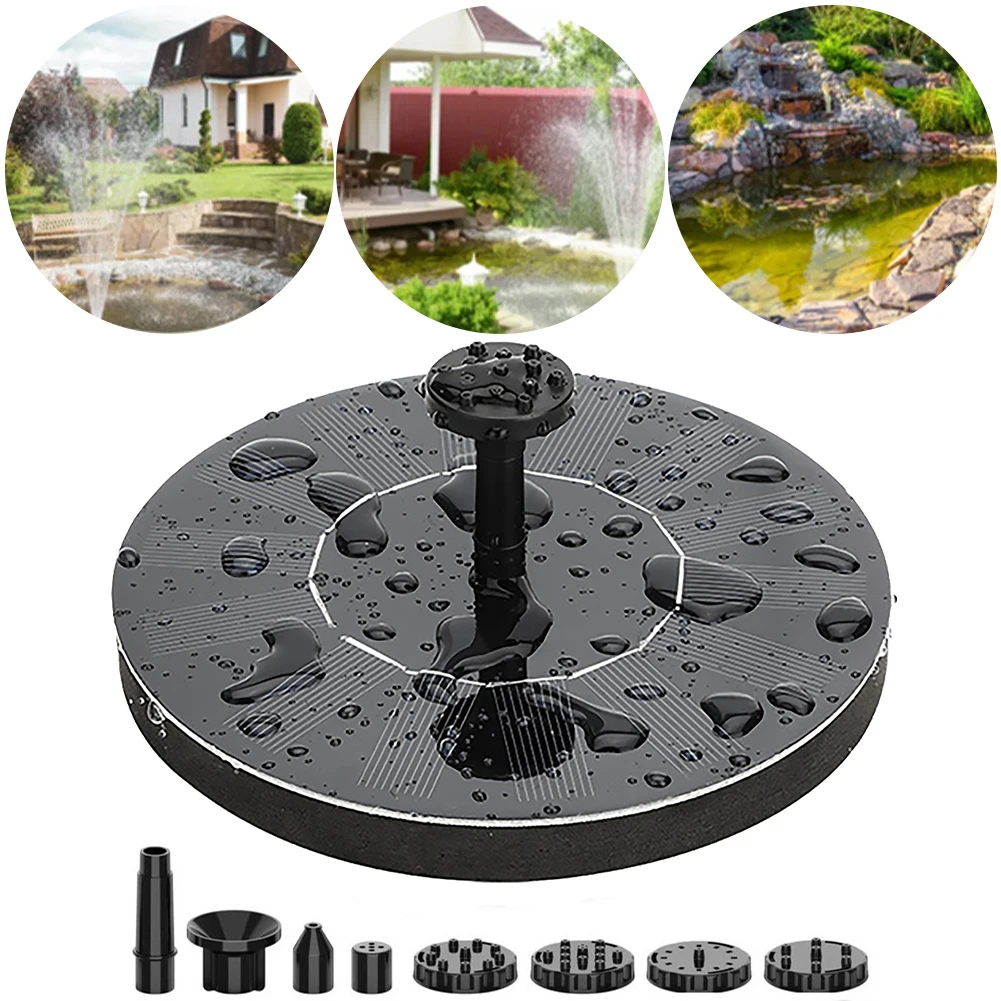 1.5W/2.5W Solar Powered Floating Fountain Pump with 6 Nozzle Solar Fountain 200L/H/220L/H for Bird Bath Garden Pond Pool Outdoor