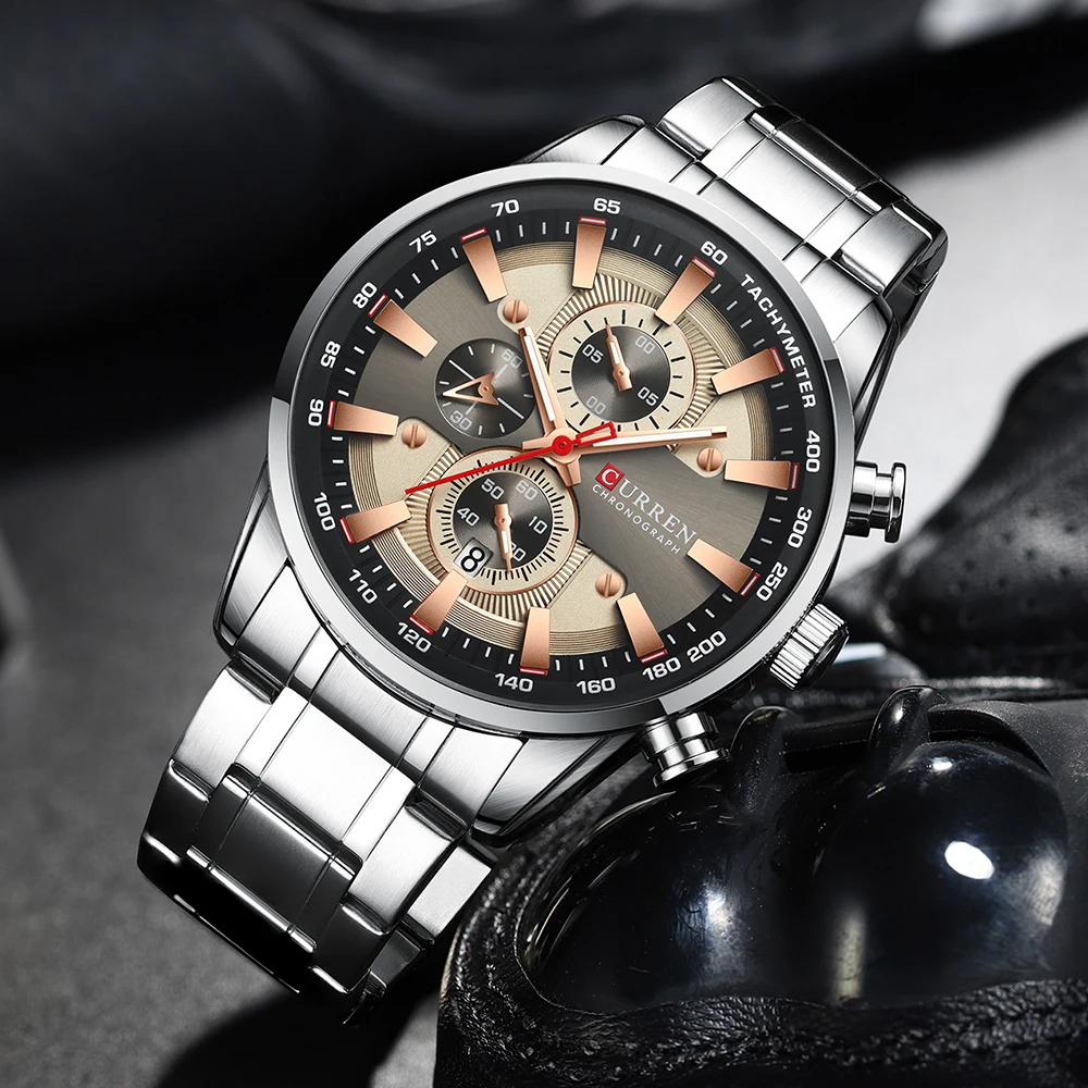 Curren 8351 Men Watch Business Quartz Casual Fashion Wristwatch 6-Hand Chronograph Luxury Relogio Masculino