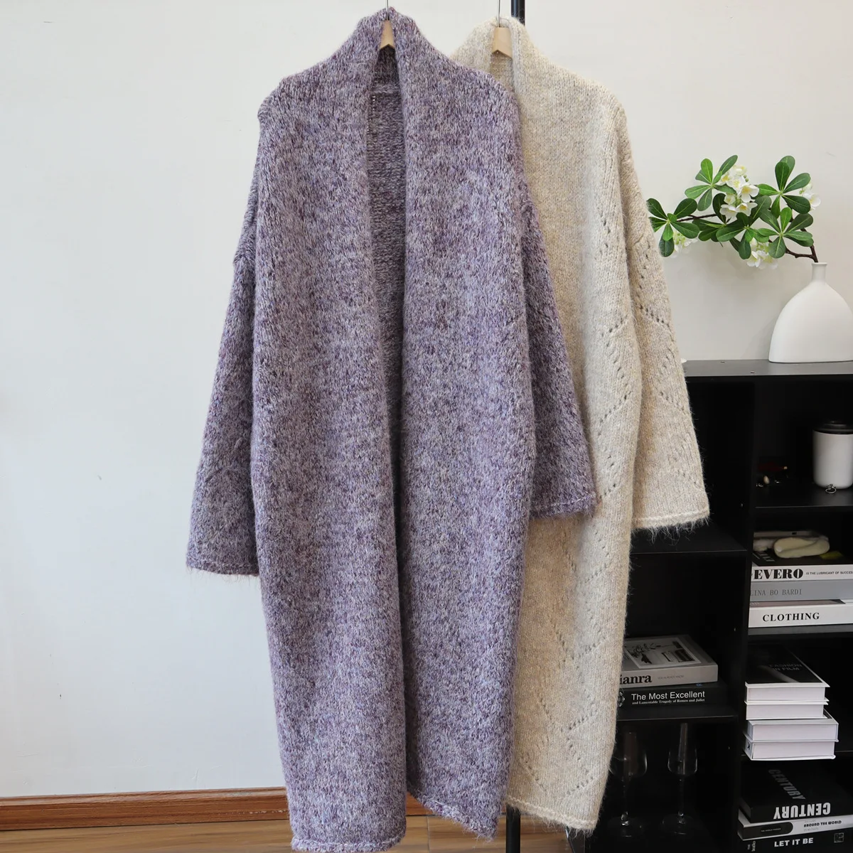 

Women Long Cardigan Sweaters Solid Jumpers Openwork Knitted V Neck Long Sleeves Open Stitch Loose Y2k Casual Autumn Winter 2026