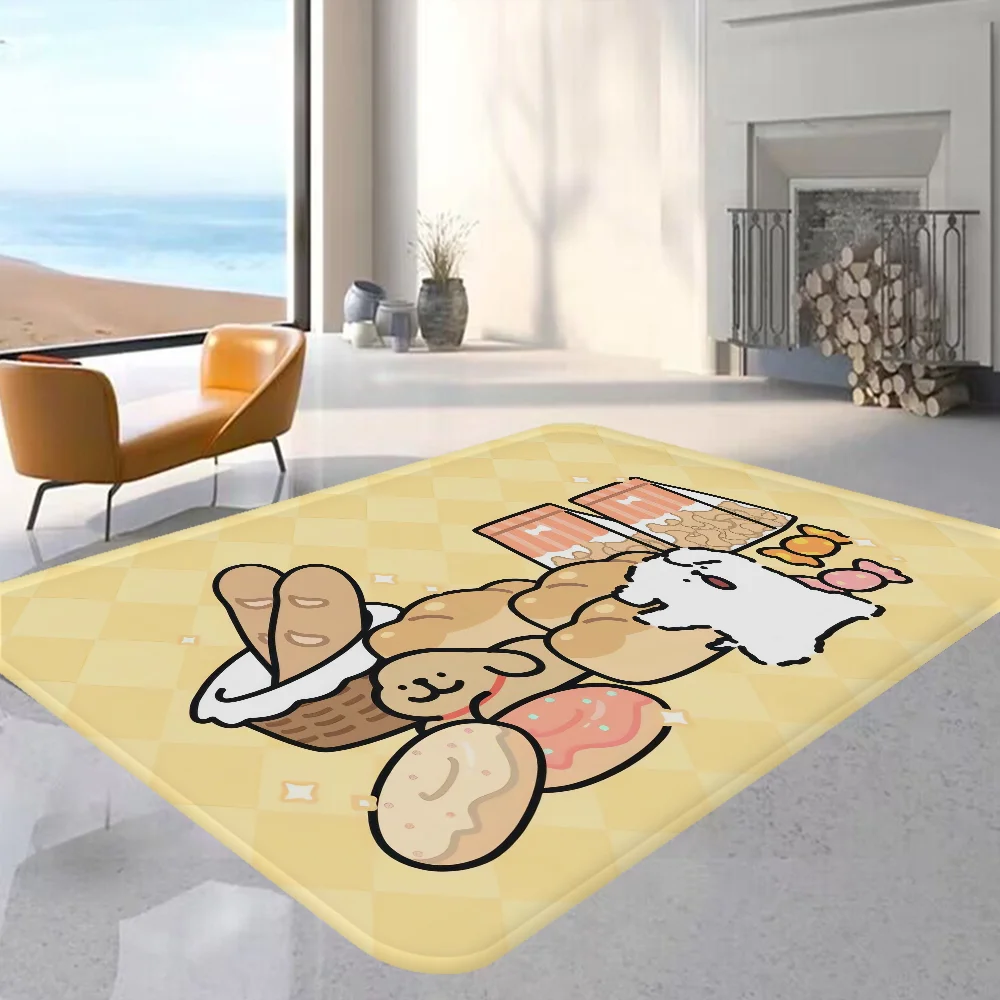 Kawaii Line Dog Maltese Floor Mat Floor Carpet Room Bedroom Decoration Balcony Anti-Slip Doormat Living Room Hotel Decor Mat