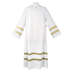 White Priest Cospaly Costume Medieval Church Clergy Robe Priest Gown Halloween Outfit