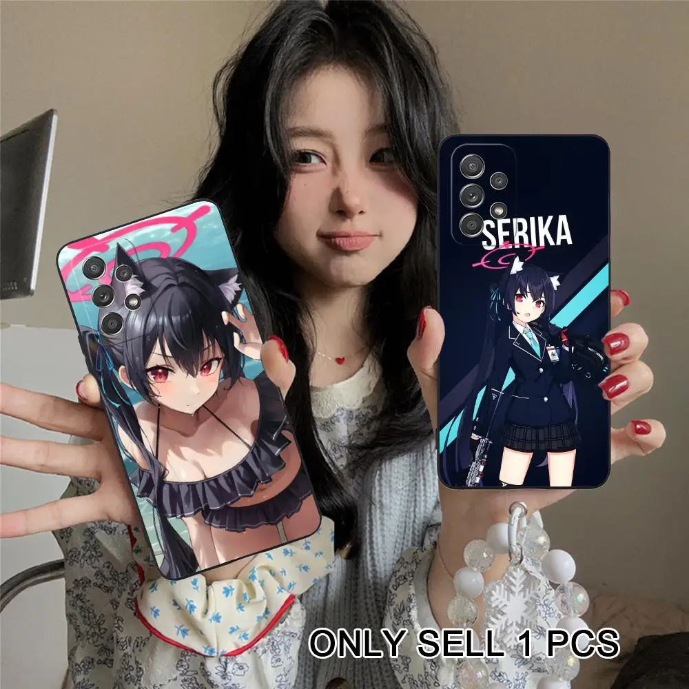 Blue Archive Serika Phone Case for Samsung Galaxy A57 56 55 54 53 52 51 37 36 35 34 33 32 31 5G Soft TPU Shockproof Cover