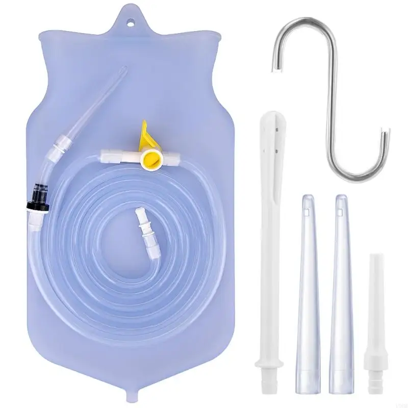 2L Reusable Silicone Enema Bag Colon Cleansing With Detachable Nozzle Astriction Flusher for Home Health Care