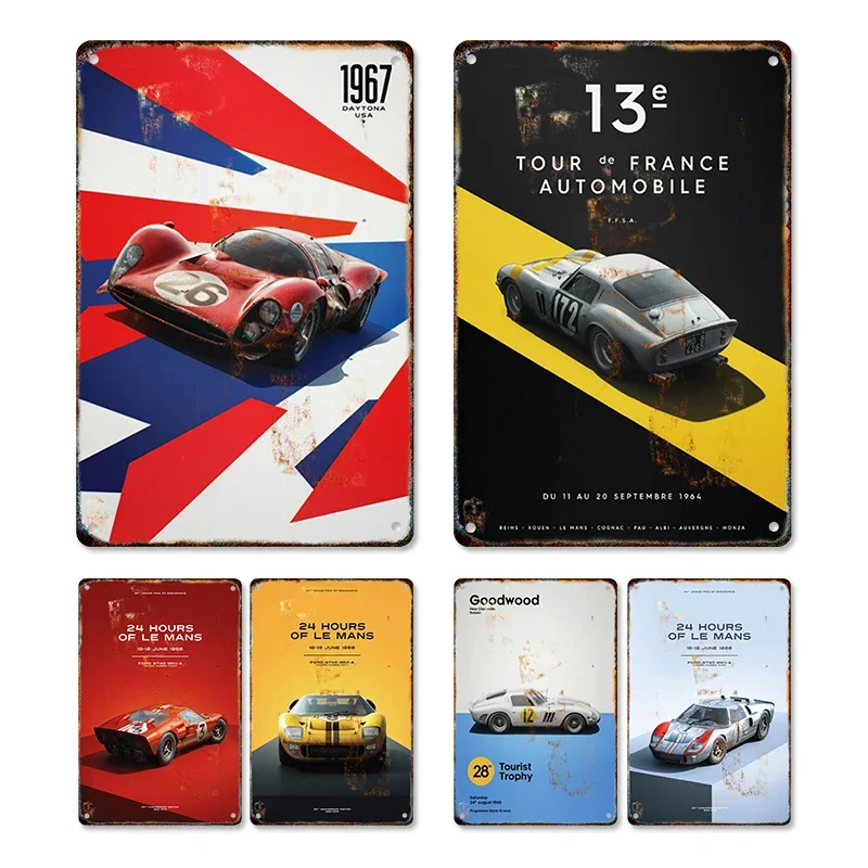 24 Hours Of Le Mans Art 80S Retro Metal Poster Inor Painting Tin Sign Racing Car Auto Club Plaque Modern Home Decor Aesthetic