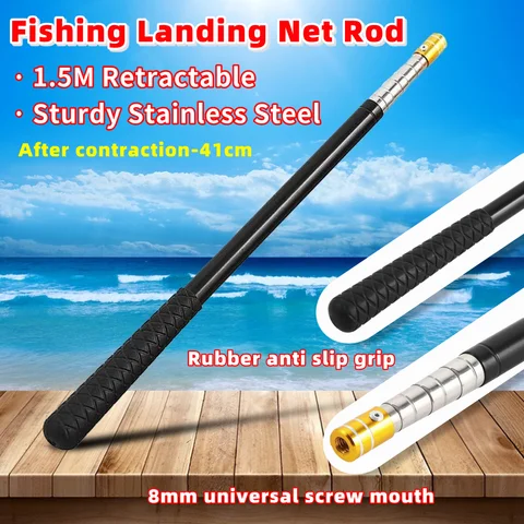 Wysuwany teleskopowy uchwyt podbieraka Wędka ze stali nierdzewnej Akcesoria wędkarskie do słodkiej i słonej wody