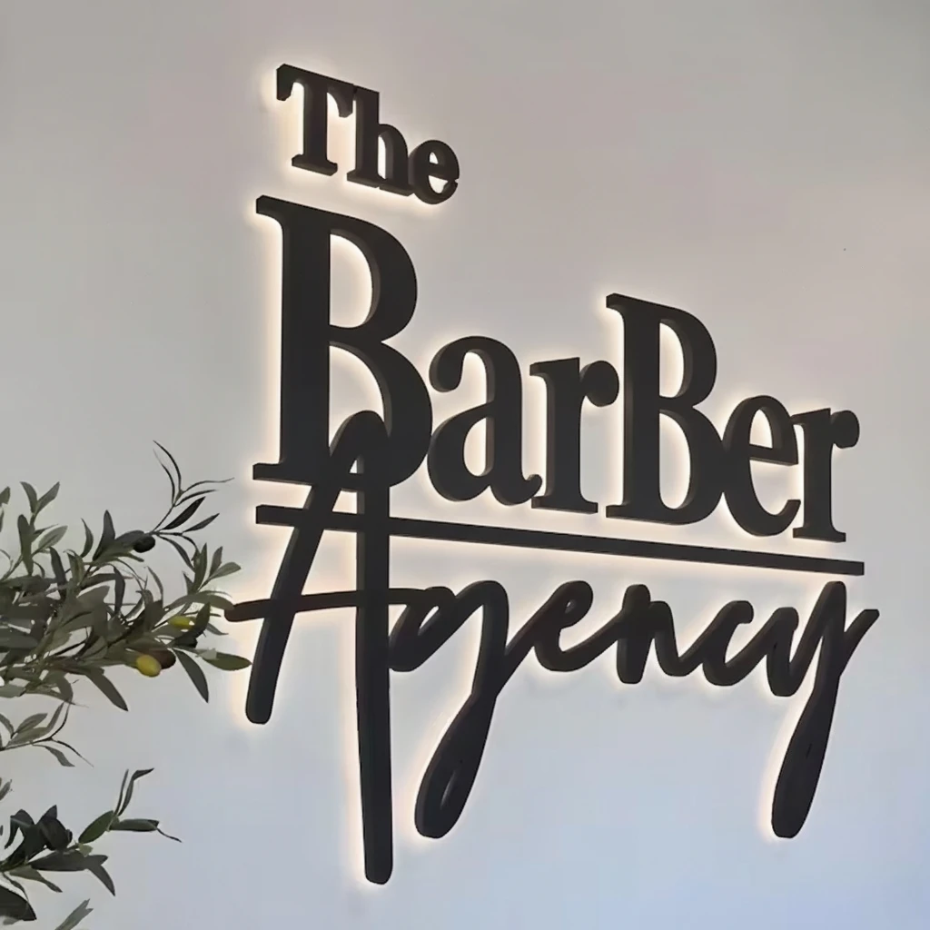 Custom Logo Sign - Illuminated Chic 3D Mirror Acrylic (Laser Cut, Wall Mounted) for Pizza Shops Reception & New Business Gift