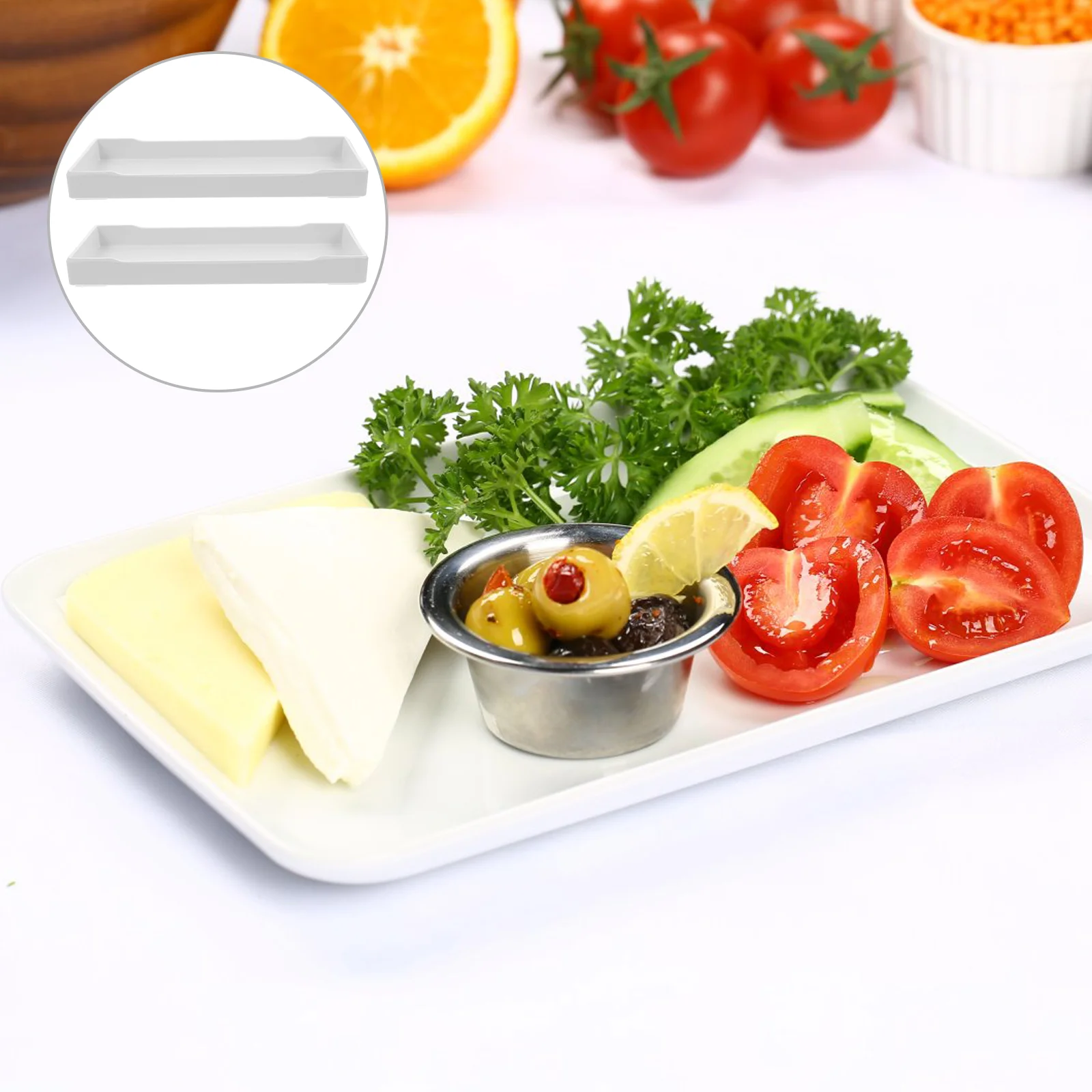 

2 Pcs Tray Plastic Fruits Decorative Bread Snack Portable Serving White Plate for Home