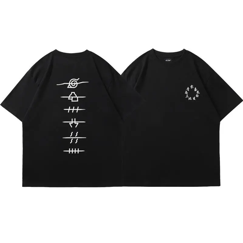 

Japanese Anime Children's T-shirt Naruto Peripheral Uchiha Family Sasuke Konoha Pure Cotton Printed Parent-child Casual T-shirt