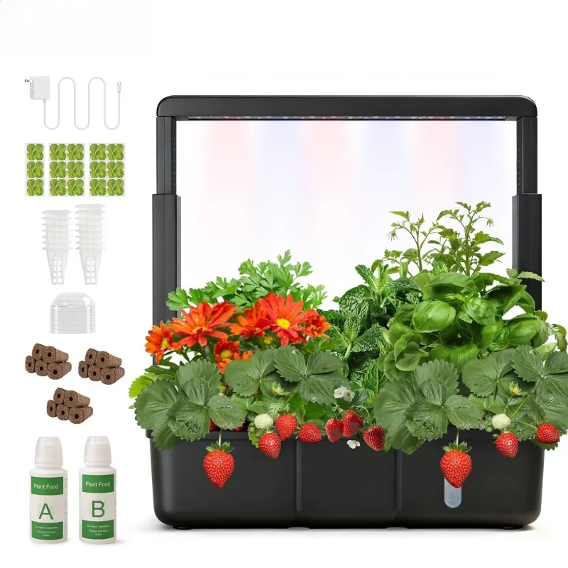 Indoor LED 15 Tube Hydroponics Smart Garden System To Grow Fresh Herbs and Vegetables At Home