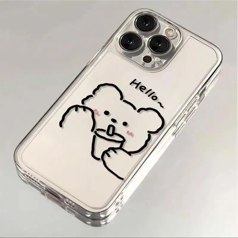 Coque de téléphone Hello Bear pour iPhone, coque transparente pour iPhone 16 15 14 13 12 11 Pro XS MAX 7 Poly 8 7 Plus
